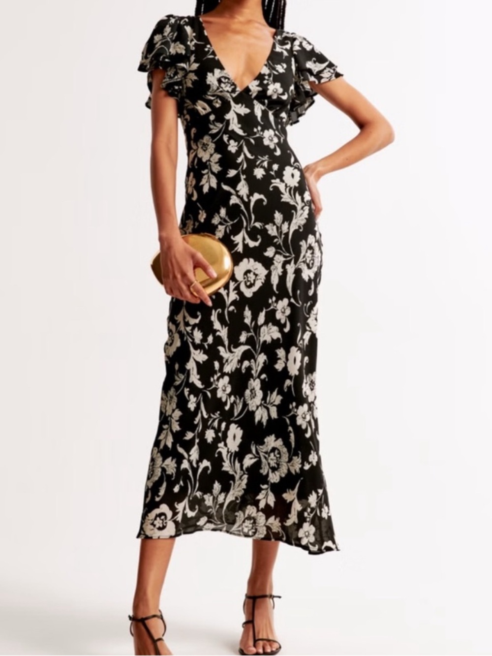 NWT Abercrombie & Fitch Black and White Floral Maxi Dress